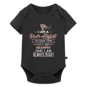 Friseur Friseurin Geschenk Geschenkidee Lustig - Baby Premium Kurzarmbody - Schwarz - Vorne