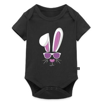 Cool lapin de ski et lapin de Pâques - Body à manches courtes Premium Bébé - noir - Devant