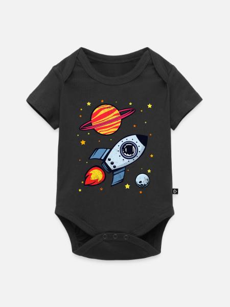 Raumschiff Weltraumfahrt Raketenschiff Geschenk - Baby Premium Kurzarmbody - Schwarz