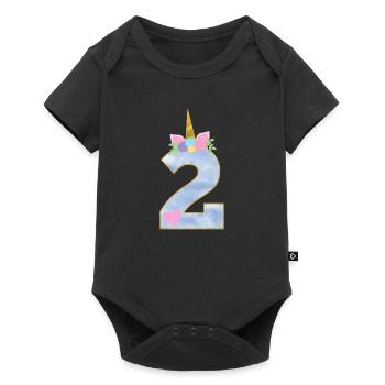 2 ans numéro de Licorne 2e cadeau d'anniversaire fille - Body à manches courtes Premium Bébé - noir - Devant