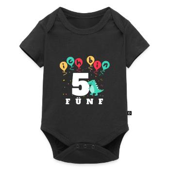 Chemise d'anniversaire 5 ans avec dino et ballons - Body à manches courtes Premium Bébé - noir - Devant