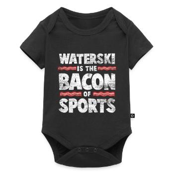 Water skiing bacon - Baby Premium short-sleeve bodysuit - black - Front