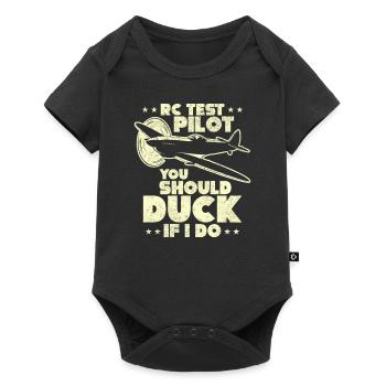 Remote Controlled Airplane Gift Aviator RC - Baby Premium short-sleeve bodysuit - black - Front