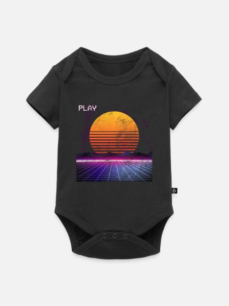 80er Jahre Retro - Baby Premium Kurzarmbody - Schwarz