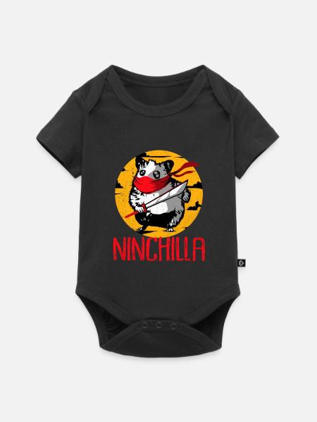 Chinchilla - Baby Premium Kurzarmbody - Schwarz
