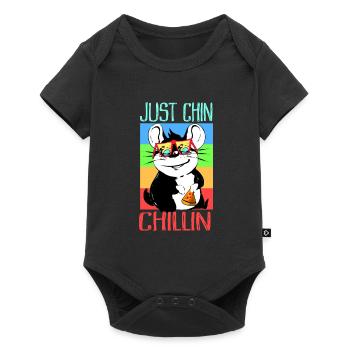 Chinchilla Cadeau Amérique du Sud Rongeur Pet - Body à manches courtes Premium Bébé - noir - Devant