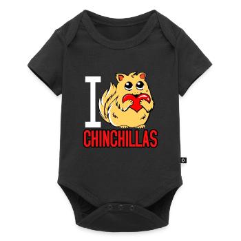Chinchilla Cadeau Amérique du Sud Rongeur Pet - Body à manches courtes Premium Bébé - noir - Devant