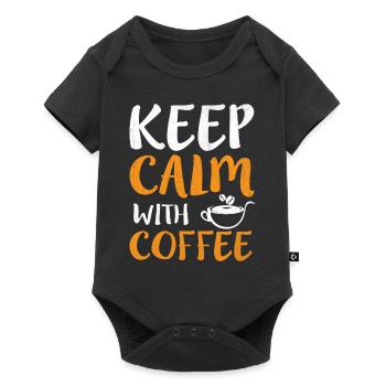 Restez calme, prenez un café - Body à manches courtes Premium Bébé - noir - Devant