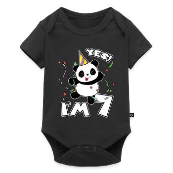 7th Birthday Panda Party Yes I'm 7 Years Old Gift - Baby Premium short-sleeve bodysuit - black - Front