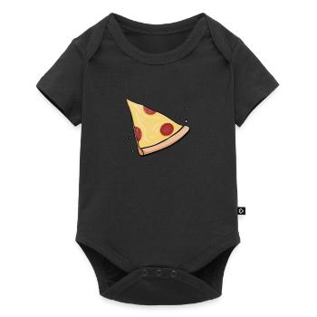 Pizza Baby Partnerlook Kind Mama Papa Geschenk - Baby Premium Kurzarmbody - Schwarz - Vorne