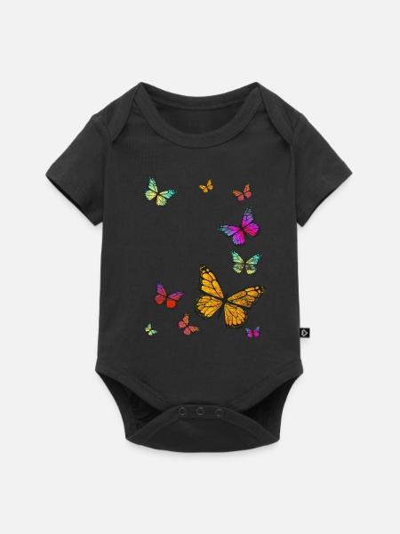 Schmetterlinge Schwarm - Baby Premium Kurzarmbody - Schwarz