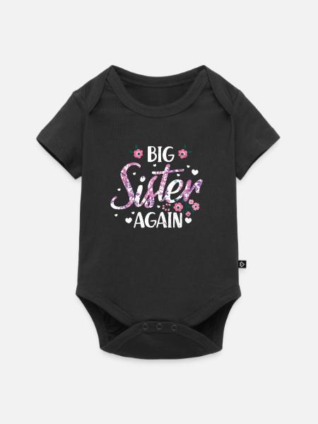 Grosse Schwester - Baby Premium Kurzarmbody - Schwarz
