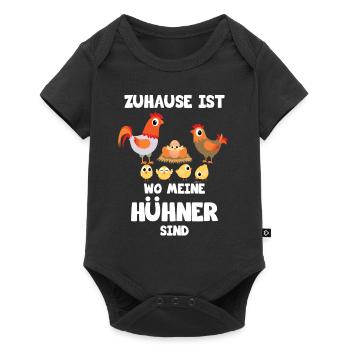 Zuhause ist wo meine Hühner sind - Baby Premium Kurzarmbody - Schwarz - Vorne