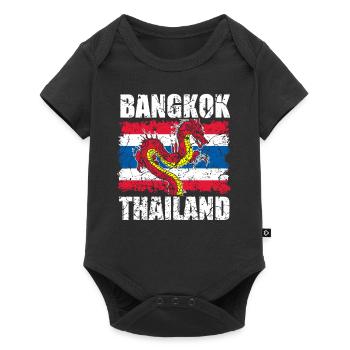 Bangkok Thaïlande Dragon Drapeau Drapeau Asie Vacances - Body à manches courtes Premium Bébé - noir - Devant