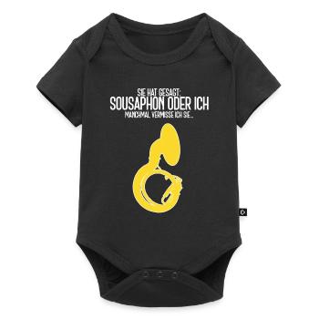 Drôle de don sousaphone Elle a dit... - Body à manches courtes Premium Bébé - noir - Devant