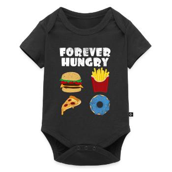 Forever Hungry | Hamburger Pommes Donut Geschenk - Baby Premium Kurzarmbody - Schwarz - Vorne