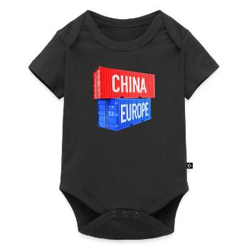 Europa und China Container - Euro, EU, Welt - Baby Premium Kurzarmbody - Schwarz - Vorne