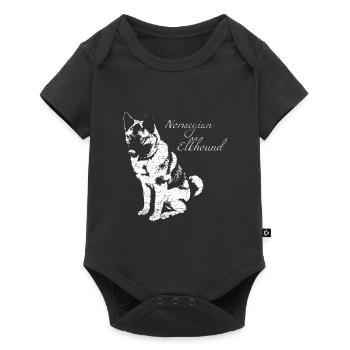 Norwegian Elkhound Norwegischer Elchhund - Baby Premium Kurzarmbody - Schwarz - Vorne