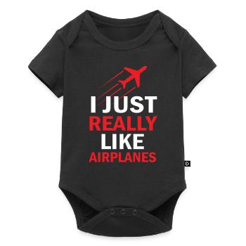 Chemise aviateur avion - Body à manches courtes Premium Bébé - noir - Devant