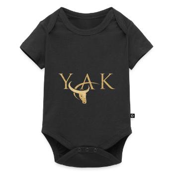 Yak Himalaya Asie Laine Cachemire Animal Cadeau - Body à manches courtes Premium Bébé - noir - Devant