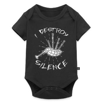 I Destroy Silence Dudelsack Sackpfeife Geschenk - Baby Premium Kurzarmbody - Schwarz - Vorne