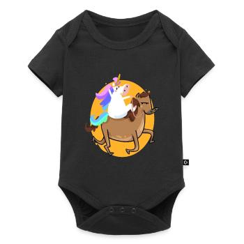équitation licorne - Body à manches courtes Premium Bébé - noir - Devant
