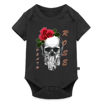 T-shirt crâne Death Rose Tête de mort Death Rose - Body à manches courtes Premium Bébé - noir - Devant