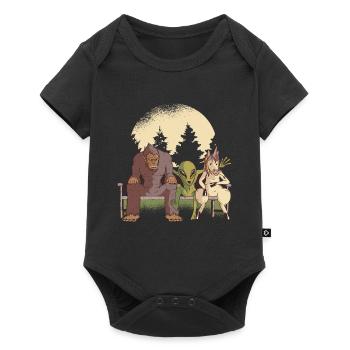 Créatures Alien Unicorn Bigfoot sur le banc - Body à manches courtes Premium Bébé - noir - Devant