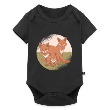 Fox family father mother child fox - Baby Premium short-sleeve bodysuit - black - Front