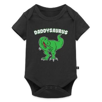 Dinosaurier Dino T-Rex Papa Vater Papi Geschenk - Baby Premium Kurzarmbody - Schwarz - Vorne