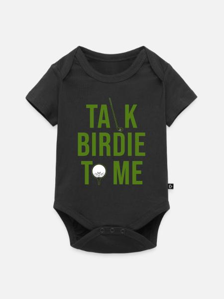 Golf Spruch "Talk birdie time" - Baby Premium Kurzarmbody - Schwarz