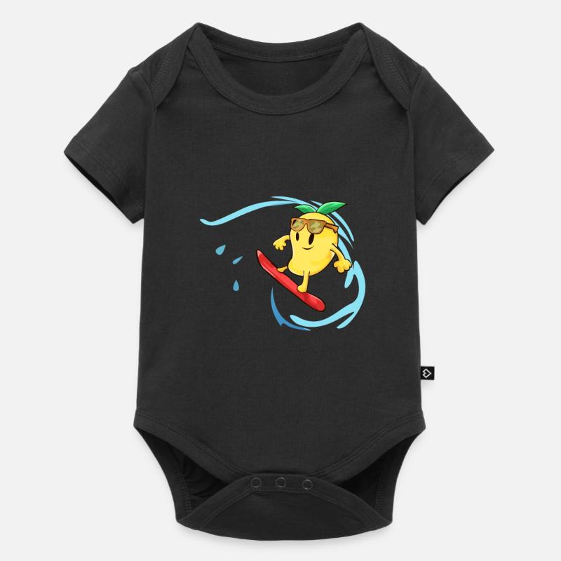 Surfer sur la mangue, surf, vagues, mer, été - Body à manches courtes Premium Bébé - noir