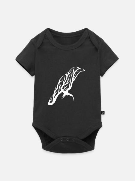 Rabe in weiß - Baby Premium Kurzarmbody - Schwarz