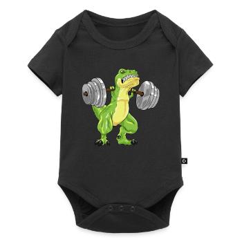 T-Rex Dino Squats Workout Bodybuilder Gift - Baby Premium short-sleeve bodysuit - black - Front