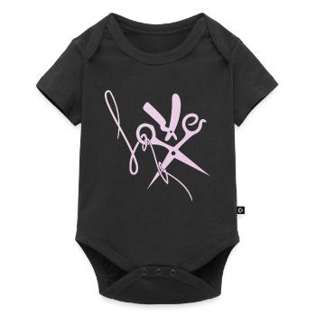 Hairdresser hair LOVE scissors gift - Baby Premium short-sleeve bodysuit - black - Front