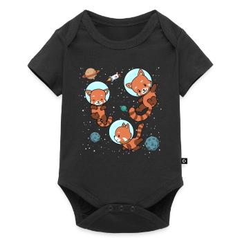 Cadeau de vol spatial dans l'astronaute du panda rouge - Body à manches courtes Premium Bébé - noir - Devant