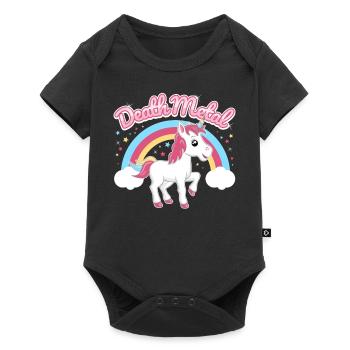 Death Metal Einhorn - Baby Premium Kurzarmbody - Schwarz - Vorne