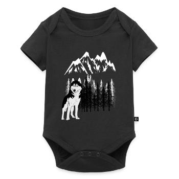 Mountains Husky Wilderness Wild Xmas Dog - Baby Premium short-sleeve bodysuit - black - Front