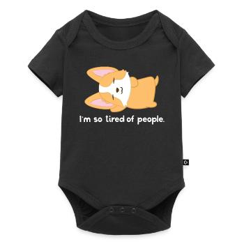 Corgi - T-shirt Corgi - Introverti - Antisocial - Body à manches courtes Premium Bébé - noir - Devant