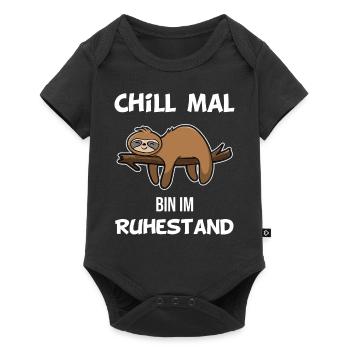 Faultier Rente Geschenk Lustig Geek Renteneintritt - Baby Premium Kurzarmbody - Schwarz - Vorne