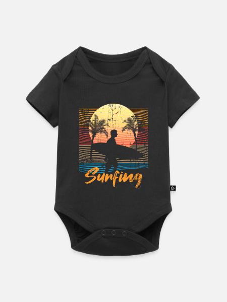 Sommer Palmen Surfen Urlaub - Baby Premium Kurzarmbody - Schwarz