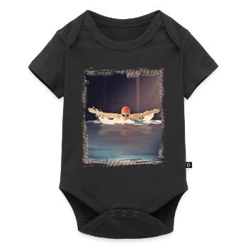 Papillon nageant flotteur cadeau - Body à manches courtes Premium Bébé - noir - Devant