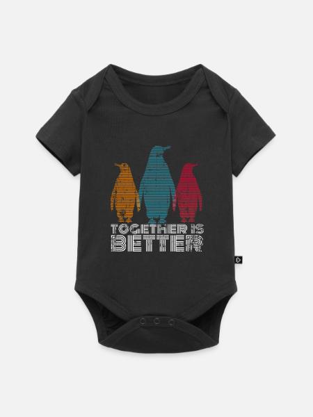 Pinguin Bande - Baby Premium Kurzarmbody - Schwarz