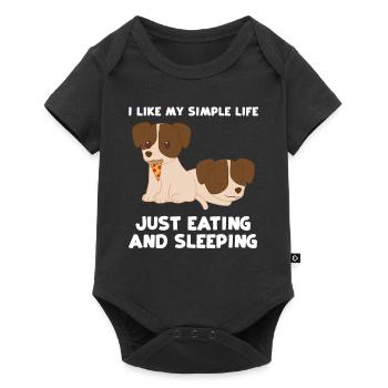 Jack Russel - Essen - Schlafen - Leben - Baby Premium Kurzarmbody - Schwarz - Vorne