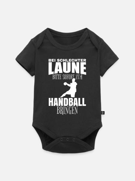 Handballer lustige Sprüche - Baby Premium Kurzarmbody - Schwarz