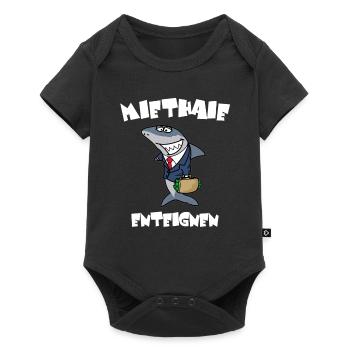 Miethaie enteignen Immobilienhai Miethai Hai - Baby Premium Kurzarmbody - Schwarz - Vorne
