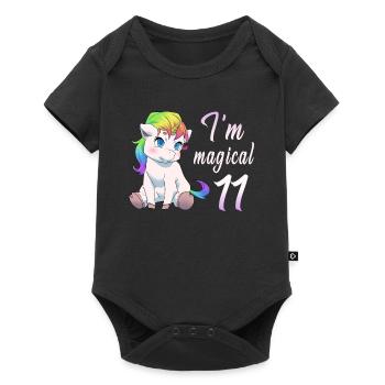 Je suis magique 11 Licorne 11 Cadeau d'anniversaire - Body à manches courtes Premium Bébé - noir - Devant