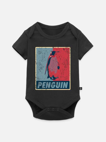 Pinguin Retro - Baby Premium Kurzarmbody - Schwarz