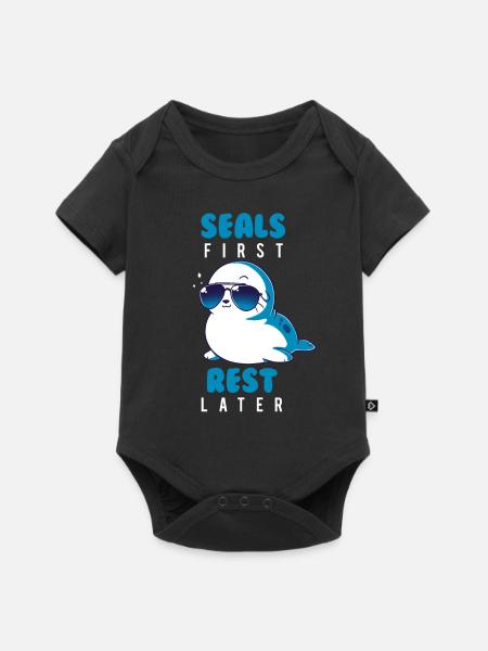 Robbe Tier Sommer Geschenk - Baby Premium Kurzarmbody - Schwarz