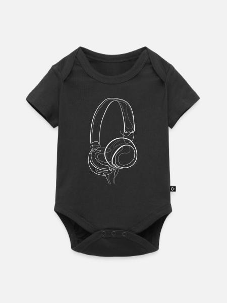 Kopfhörer Musik DJ - Baby Premium Kurzarmbody - Schwarz